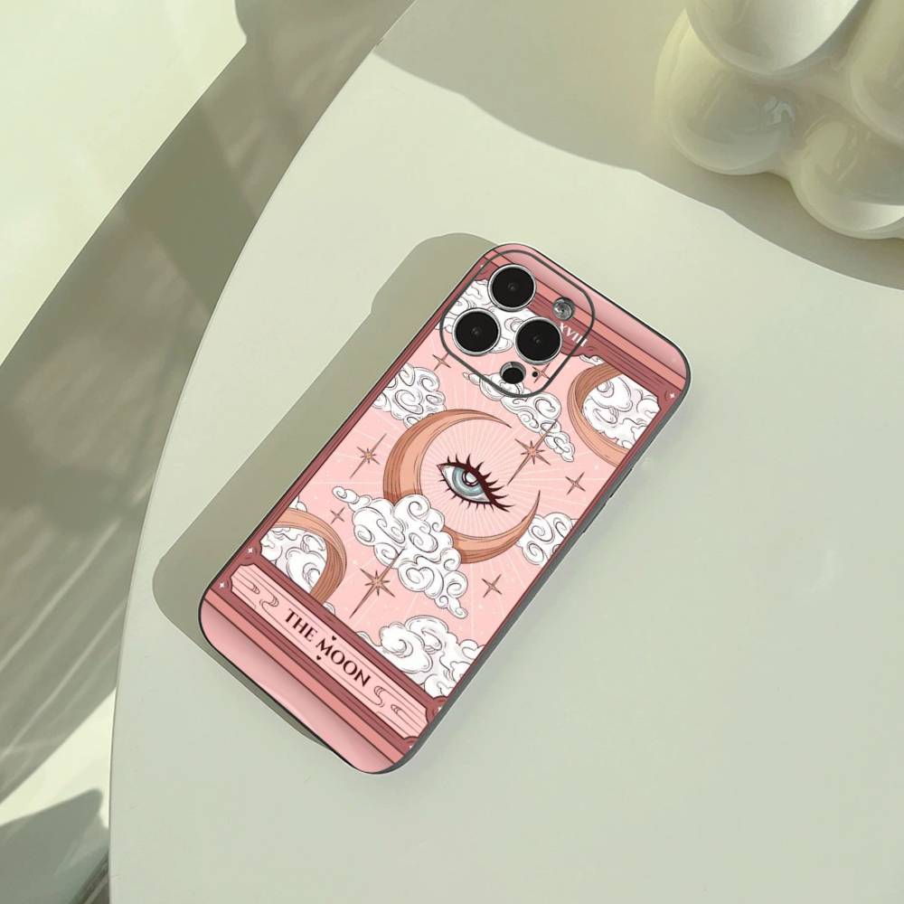 Эстетичный чехол для телефона с таро для iPhone 17,16,15,14,13,12,11 Pro Max, Легкий и практичный, Мягкий черный чехол