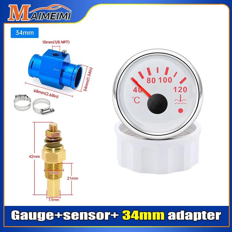 52mm 2inch Marine Boat Water Temperature Gauge Sensor 1/8NPT 40-120℃ Water Temp Meter Indicator 9-32V For Car Auto Motorcycles