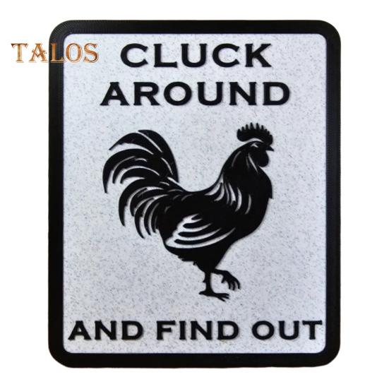 Farmhouse Chicken Sign Cluck Around And Find Out Sign Crowing Rooster Wall Art Desktop Sign for Chicken Coop Home Farm Garden Decor