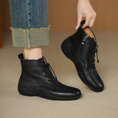 Ботинки Мартин из мягкой кожи с внутренней платформой 2025 осень-зима новые удобные и универсальные кожаные короткие ботинки женские повседневные спортивные маленькие л