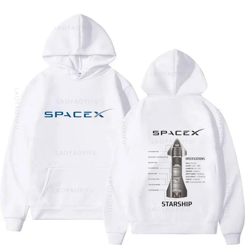 Тема чертежа SpaceX Starship Новые толстовки и свитшоты Толстовка с графикой Мужская толстовка Рубашка с капюшоном Y2k Пуловеры и мужская одежда