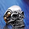 Beier European American Retro Punk Skull Ring - Gold-Plated Stainless Steel