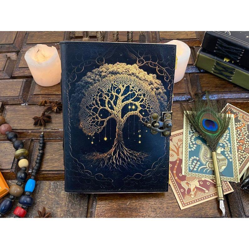 Handmade Journal Tree of Life - Genuine Leather Notebooks For Women - Beautiful Journal For Sketchbook Traveling Blank Book Handmade Paper