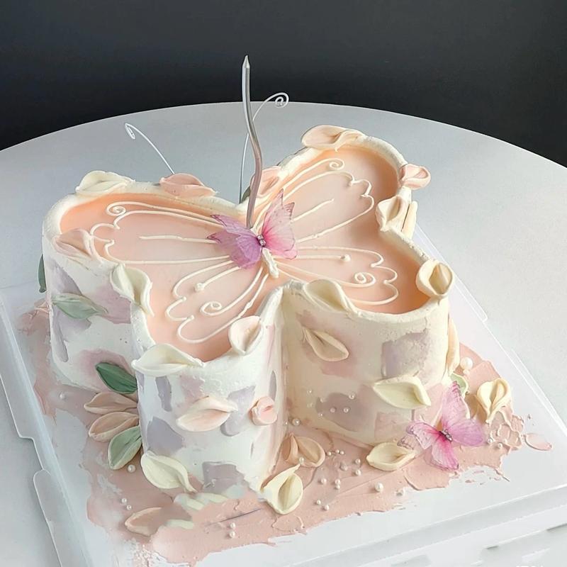 Simulation Ballet Ribbon Candlestick Butterfly Heart-shaped Flower Birthday Cake Model Window Sample Display Photography Props