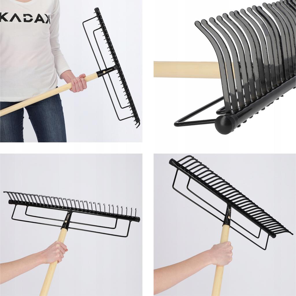 KADAX Металлические грабли для листьев травы садовые 165 см усиленные 32-зубые черенок