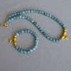 Chinese Style Niche Design Retro Aquamarine Real Stone Beaded Bamboo Bamboo Leaf Brass Ancient Gold-Plated Necklace Bracelet
