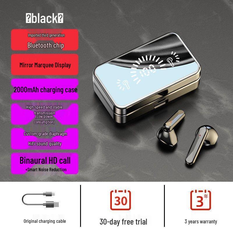 S20 Bluetooth TWS Touch Semi-In-Ear Wireless Headset with Digital Display