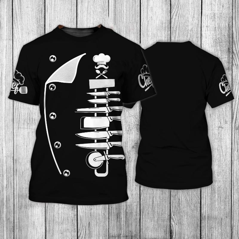 Летняя мужская футболка с изображением шеф-повара, индивидуальная одежда с 3D-принтом, рубашка с круглым вырезом и короткими рукавами, модная уличная одежда в стиле панк 6XL