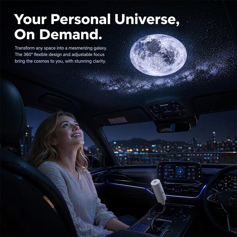 USB Starry Sky Projector Lamp Atmosphere Light Plug and Play Romantic Star River Night Light Bedroom/Car Top Projection Light