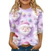 Детская футболка с рукавом 3/4, повседневная футболка с принтом, круглый вырез, блузка-пуловер