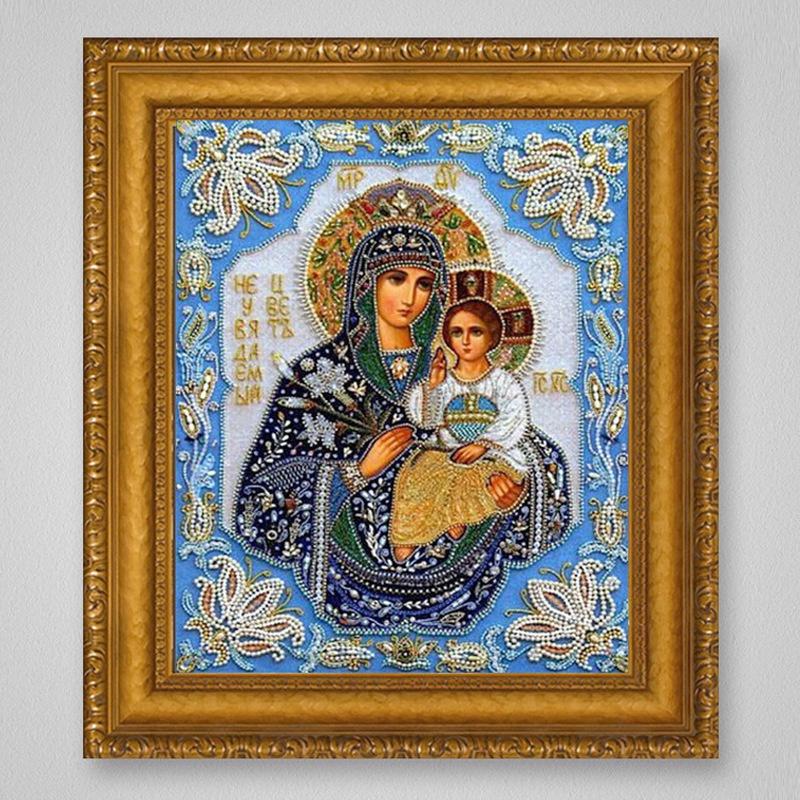 Art Hanging Painting DIY Madonna Jesus Square Full Diamond Character Painting Home Interior Decoration Fabric Craft Art Painting