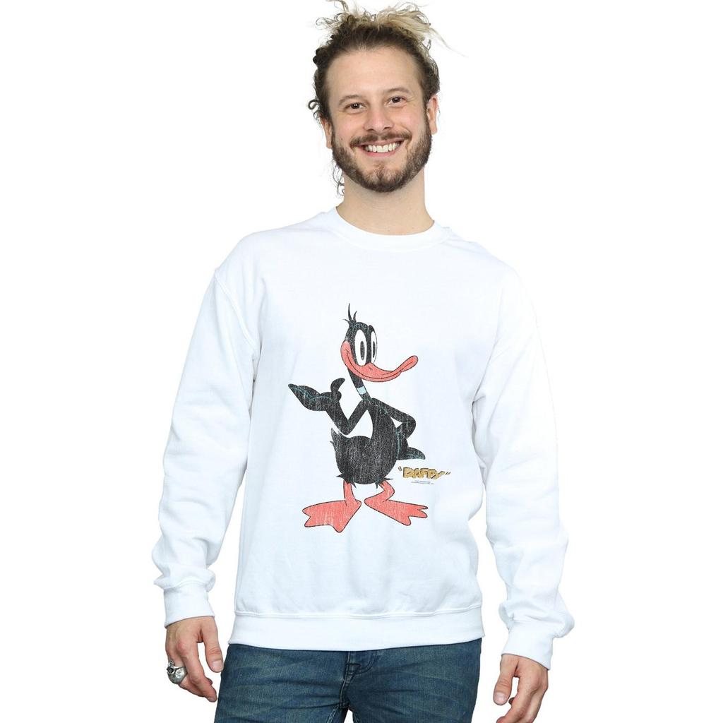Looney Tunes Mens Daffy Duck Distressed Sweatshirt