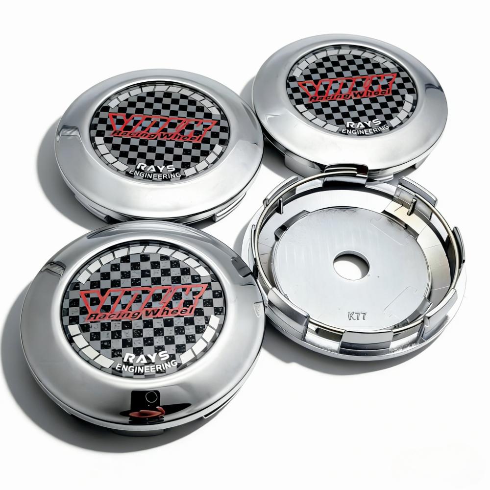 4pcs 77MM Clips 72MM JDM VOLK Logo Emblem Car Wheel Center Caps Rim Hubcaps Dust Cover RAYS Badge Wheels Hub Cap Car Accessories