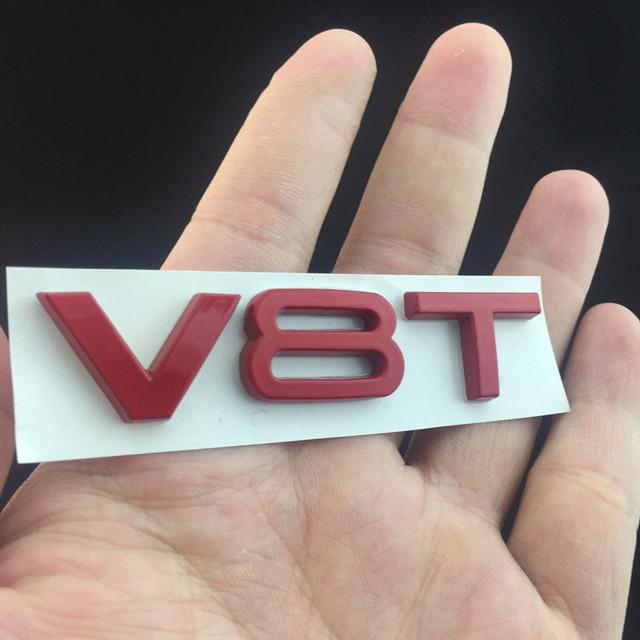 3D Metal Black Red Chrome Logo V6T V8T Emblem Car Fender Badge  Stikcer Accessories