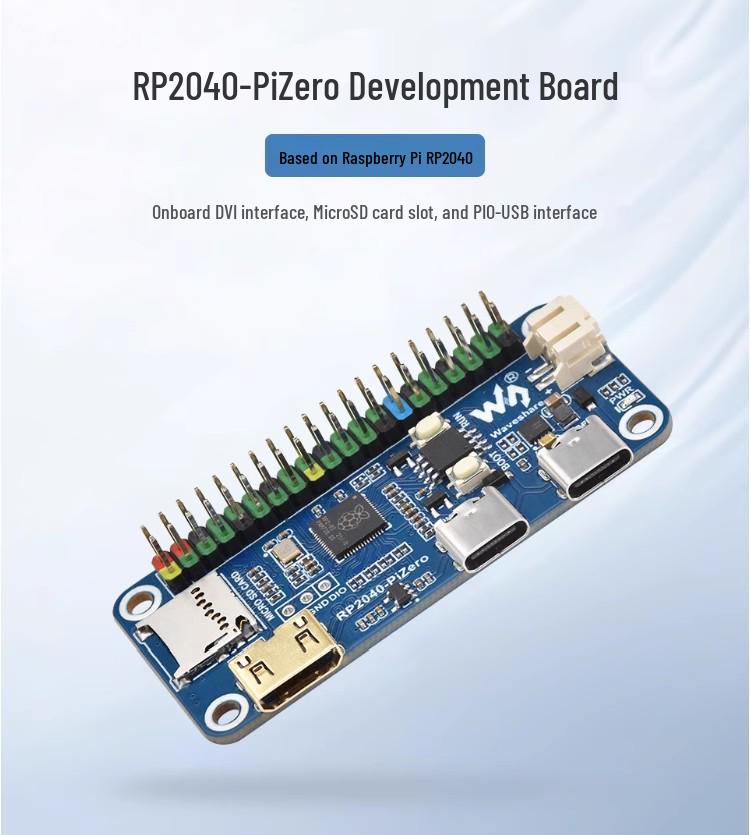 Плата разработчика RP2040-Pi Zero: Двухъядерный, Совместимый с GPIO Raspberry Pi, Программируемый датчик температуры