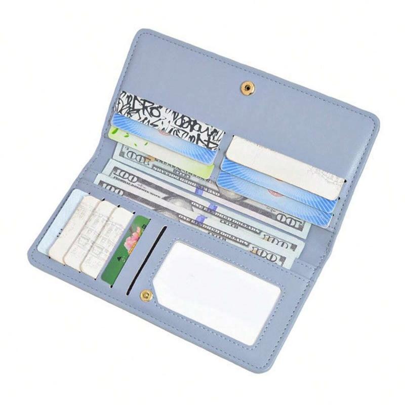 1 шт. ультратонкий кошелек для женщин с блокировкой RFID, держатель для кредитных карт, двойной клатч, кошельки на молнии, дорожный длинный кошелек