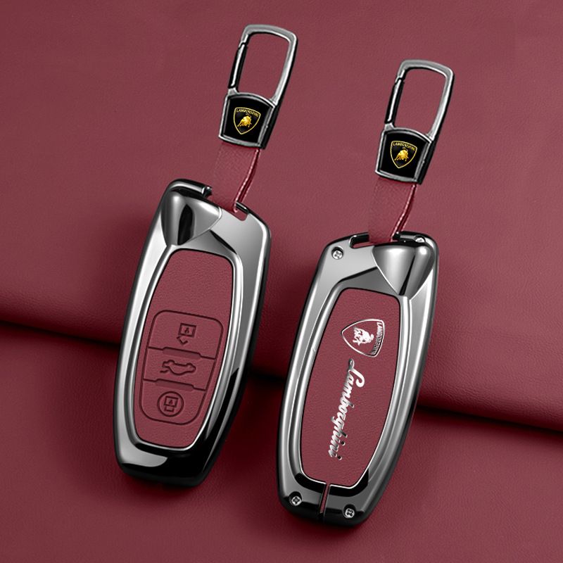 Styling Metal Leather 3 Buttons Car Remote Key Case Cover Shell For Lamborghini Urus Huracan Aventador Premium Car Accessories XX3