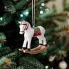 Retro Christmas Pendant Cute Colored 3D Cartoon Rocking Horse Resin Hanging Ornament for Christmas Tree Merry Christmas Home Holiday Decoration