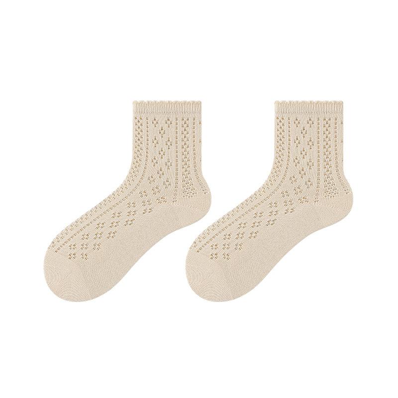 Socks women's summer thin medium tube socks mesh breathable pure cotton socks sweat-absorbing, deodorant and antibacterial lace socks socks industry