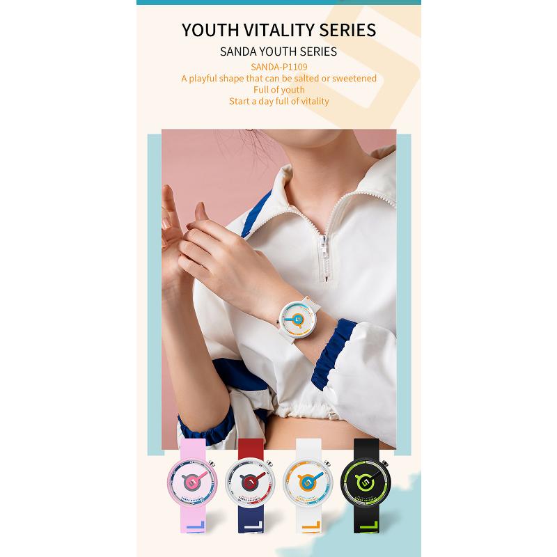 SANDA Силиконовый ремень, трендовые мужские и женские студенческие часы, простые индивидуальные водонепроницаемые часы