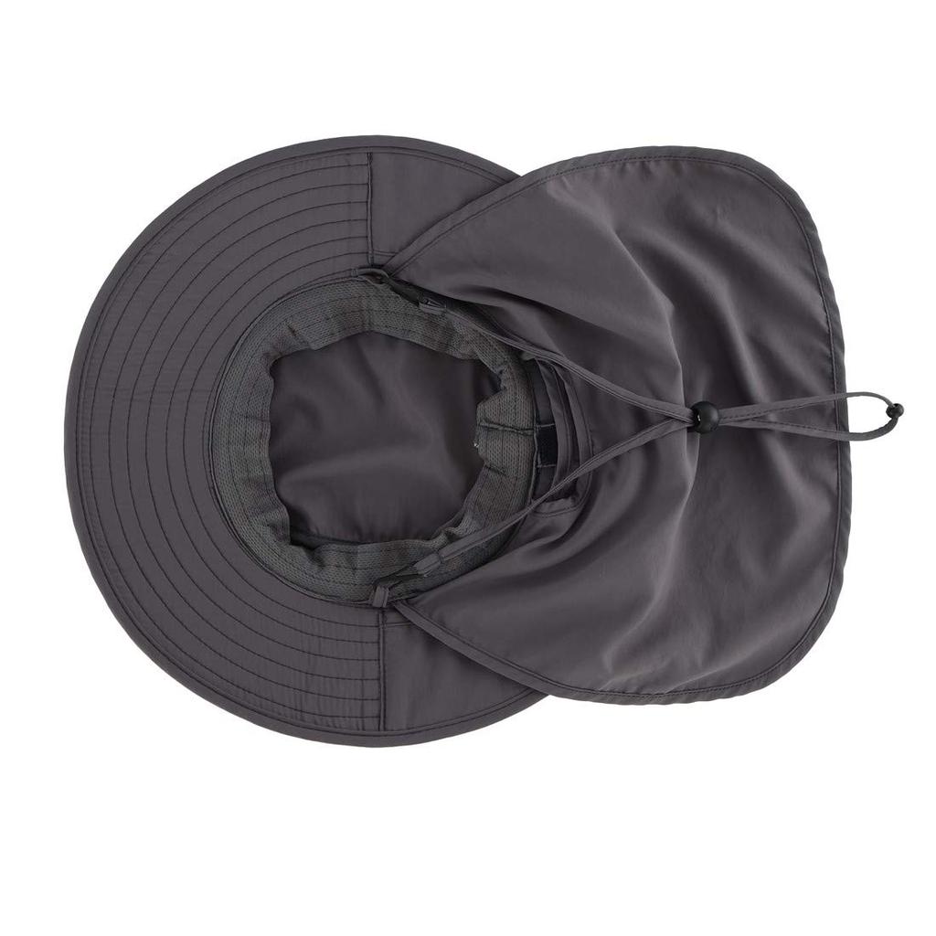 Детская летняя кепка с клапаном UPF, быстросохнущая, широкополая шляпа от солнца, шляпа с защитой от УФ-лучей, шляпа сафари для малышей (Подключите их) 50+ (Темно-серый)