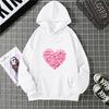 Yurak shaklidagi bosma grafik kaputlar Yoqimli liboslar Moda bo'sh pullover Sweatshirt Kundalik qizlar uchun qalpoqli toplar