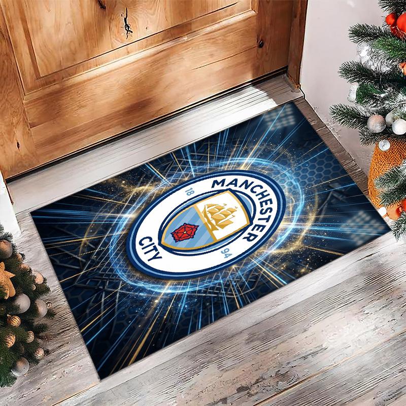 Фланелевый ковер с принтом Manchester City, нескользящий, мягкий, из полиэстера, для пола, декоративный коврик для спальни, гостиной, дивана