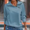 Women's Autumn And Winter T-shirt Fashion Loose Women Pullover Sports Tops Quarter Zip Casual V Neck Long Sleeve Top