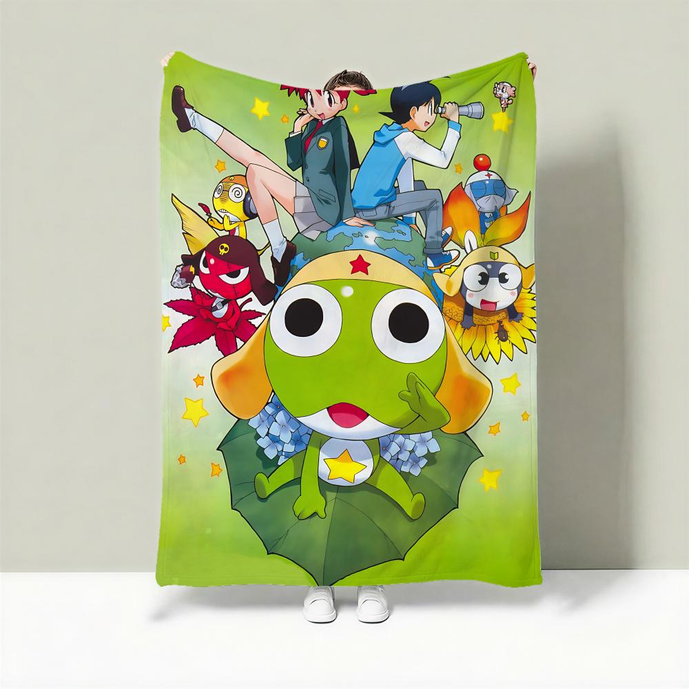 Cartoon K-Keroro Gunsou Throw Lightweight 240g Flannel Blanket Soft Skin-friendly for Summer Cooling