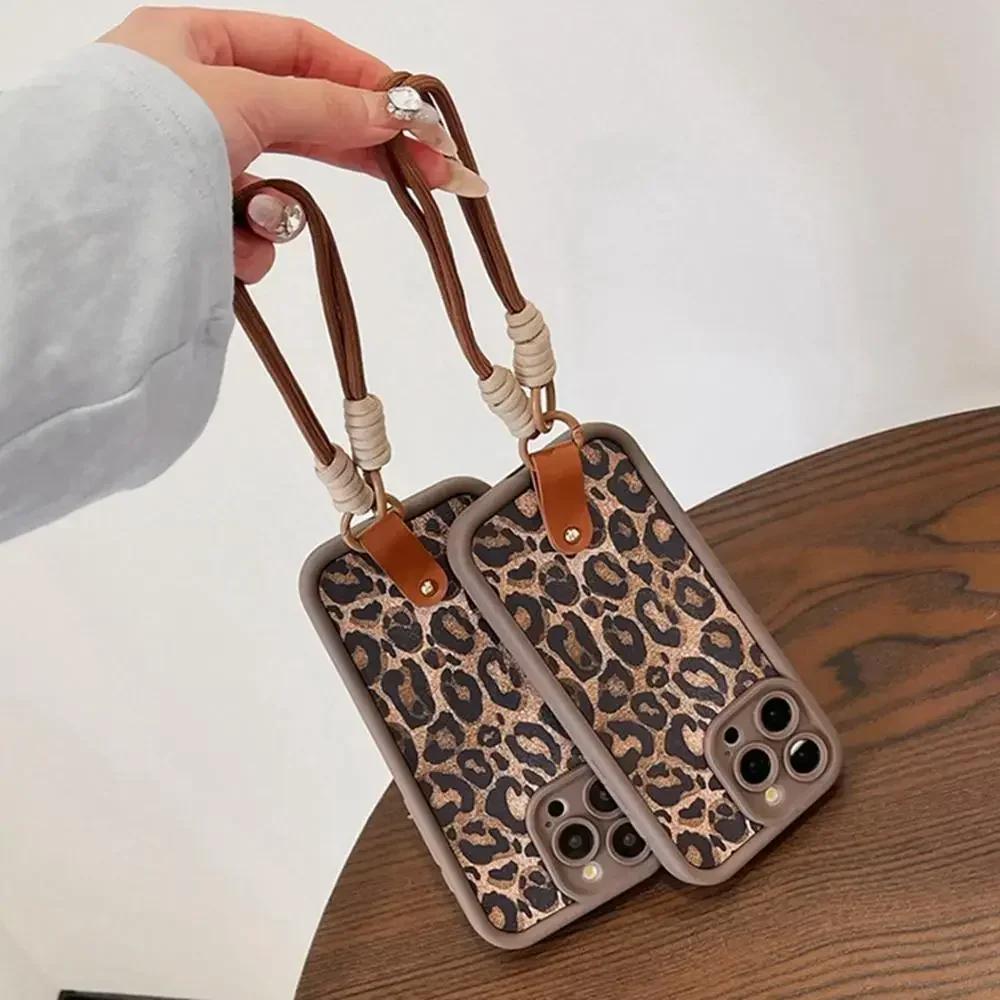 Чехлы для телефона Leopard 16 с ремешком на запястье для For Iphone 13 11 14 1 Plus 12 16 Pro Max X XR XS MAX, силиконовый чехол с ручкой-цепочкой