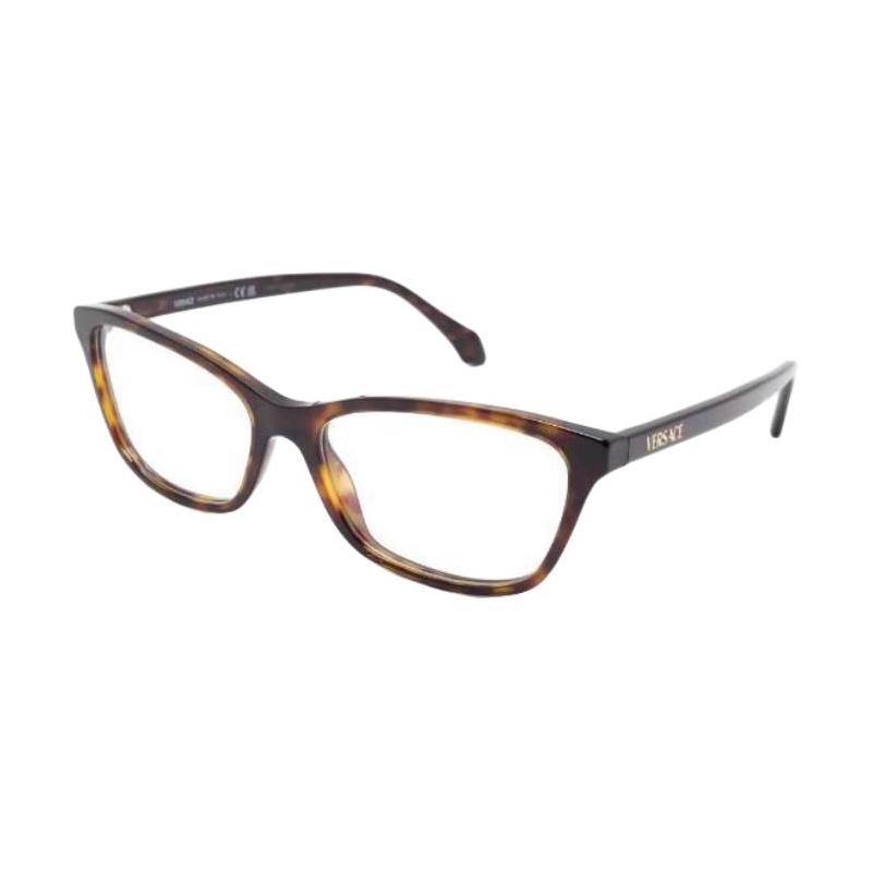 Versace Brand Logo Acetate Rectangular Optical Frame Women's Brown 26126528 VE3375108-Brown F