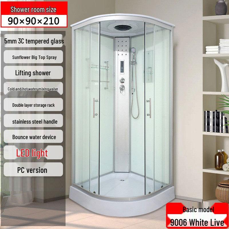 Fan-Shaped Enclosed Shower Room with Base Tray for Home Use