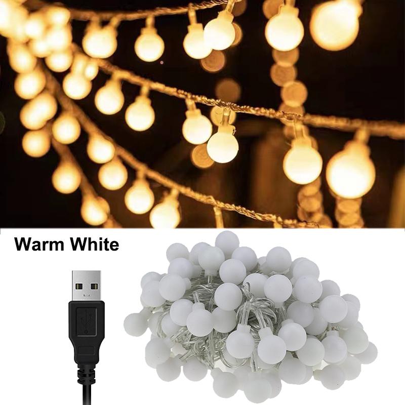 Globe Balls Fairy Lights For Balcony Multi Festoon Lights Outdoor Waterproof 10m Usb 5V Hoilday Lighting Christmas Decoration