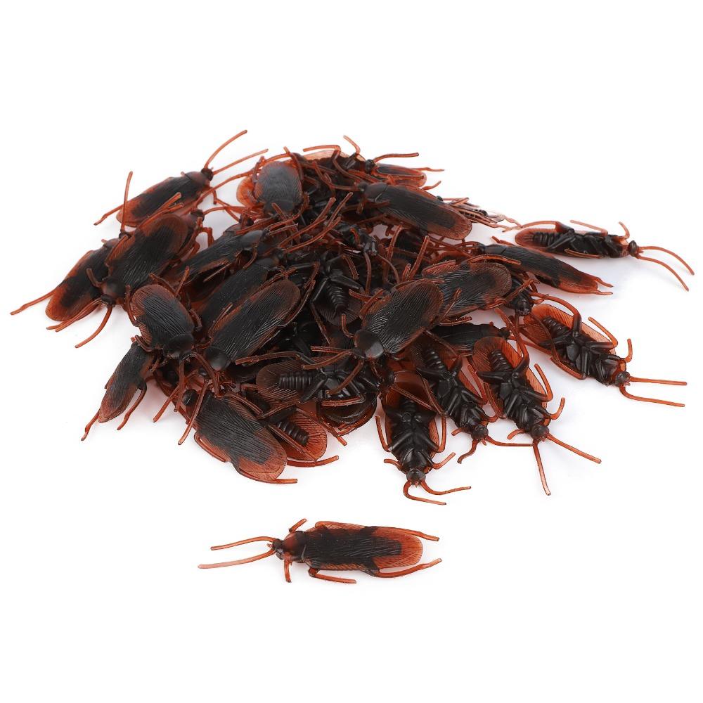 100Pcs Soft Material Fake Cockroach Lifelike Halloween Props Durable Trick Toys April Fools Day