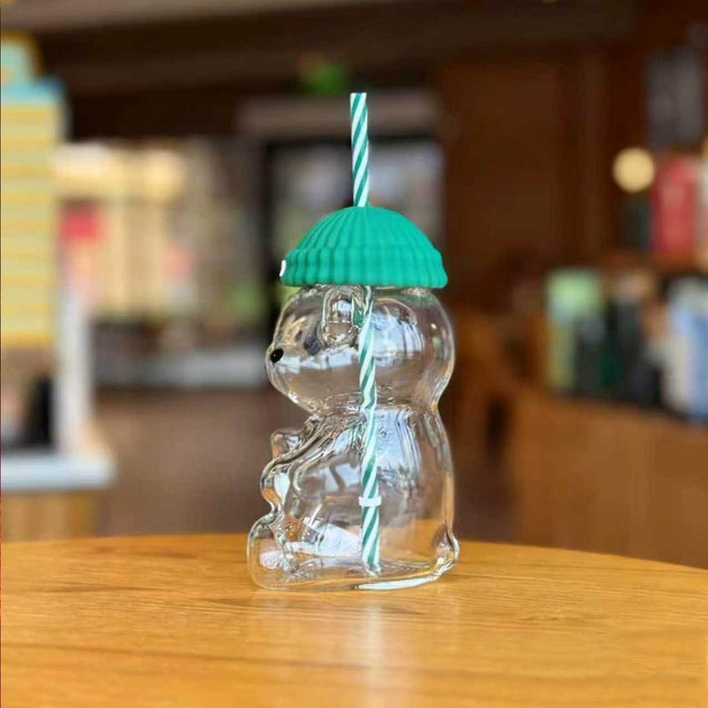 Для Нового года Starbucks Рождественская Лимитированная Серия Шапка-Медведь Кофейная Кружка-Трубочка Прозрачная и Милый Стиль Портативный Рождественский Подарок