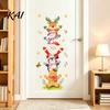 Xmas Cabinet Stickers Watercolor Christmas Stack?Up Characters Wall Stickers, Removable Self?Adhesive Door Holiday Gift for Friends Sticker, Santa