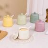 Porcelain Condiment Jar Container with Lid Spoon Ceramic Sugar Bowls Seasoning Box Salt Jars Tea Caddy for Kitchen Countertop