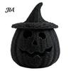 Hand Woven Seagrass Decor Handwoven Pumpkin Basket with Witch Hat Lid, Rustic Wicker Trick Holiday Tabletop Accents or Treat Bucket for Indoor Outdoor