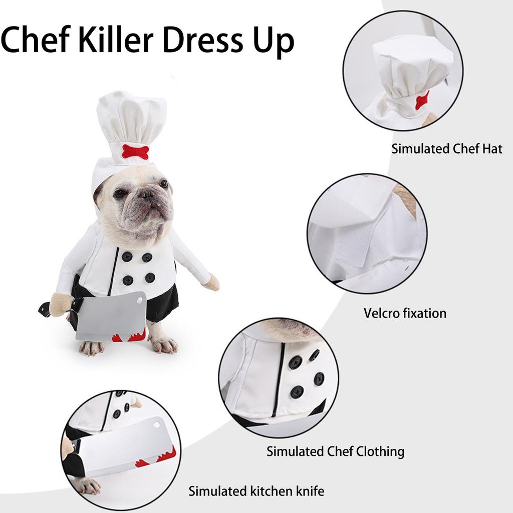 Spooky & Fun Halloween Pet Costume! Transform Your Furry Friend Into A Hilarious 'Knife-Wielding Chef' With This Realistic Fake Knife Accessory.