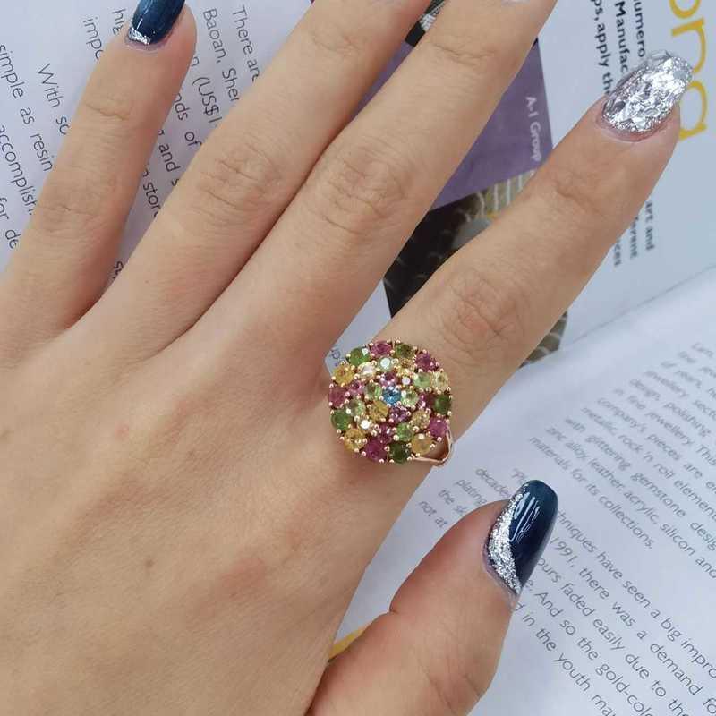 Sace Gems 925 Sterling Silver Tourmaline Gemstone Rings for Women Engagement Cocktail Party Fine Jewelry