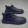 Business Men'S Shoes Chef Non-Slip And Waterproof All Black Wear-Resistant Fashion Leather Shoes Men'S Casual One-Pedal Labor Insurance