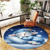 1PC Cute lamb sleeping Round Chair mat Area Rug - Non-Slip, Floor Mat for Office, Bedroom, home decor Christmas Gift c0528049