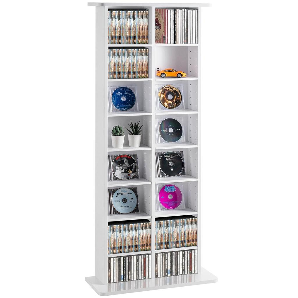 Media Storage Cabinet 8 Layers Adjustable DVD Shelves Holds 464 CDs White