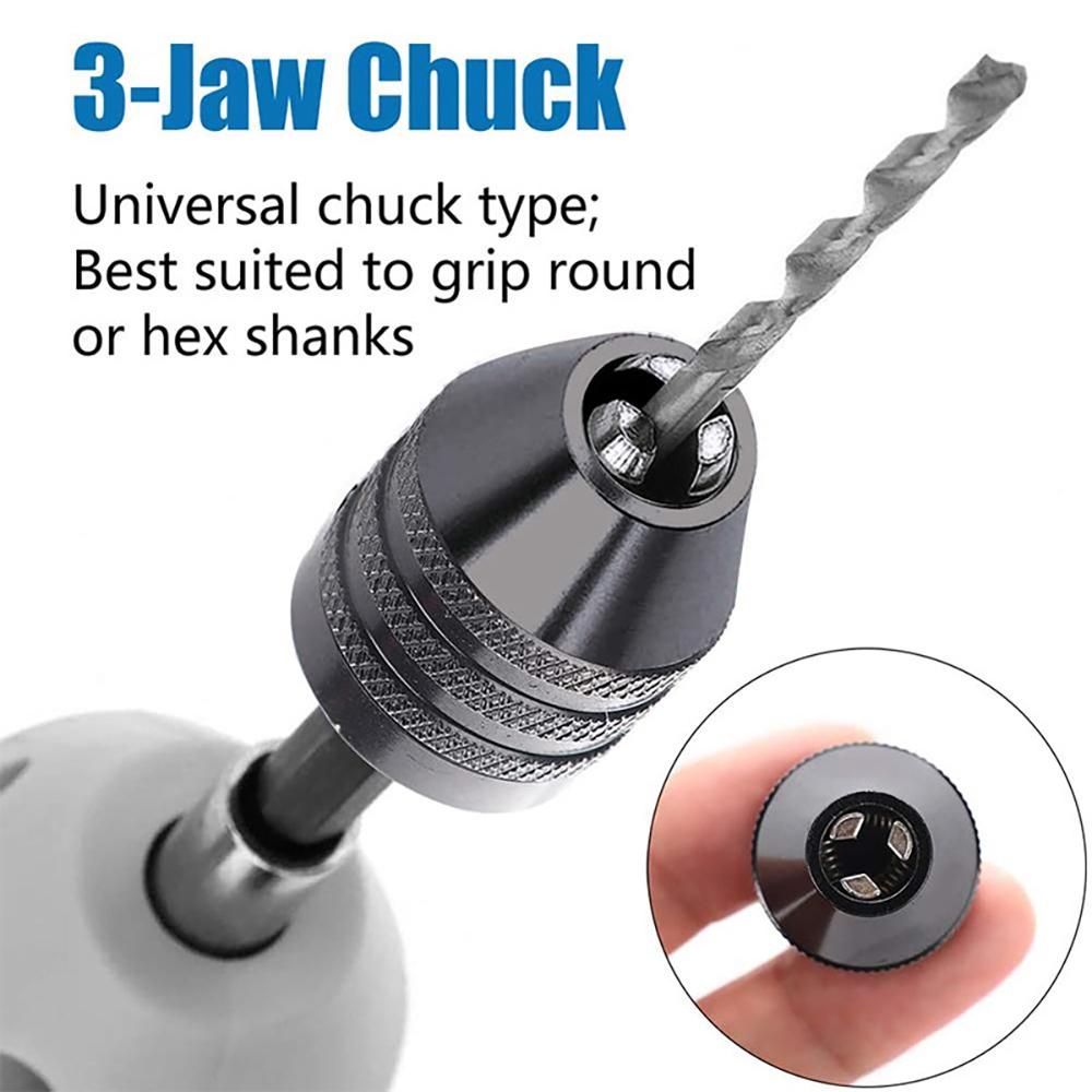 Mini Keyless Chuck Electric Drill Bits Collet Converter Extension Screwdriver Drill Adapter Fixture Tool 1/4" Hex Shank Change