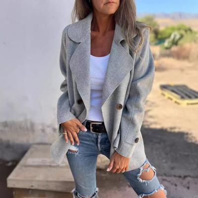 Женское двустороннее шерстяное пальто 2025 года, повседневное, с лацканами, длинным рукавом, на пуговицах, верхняя одежда, модное, осень-зима