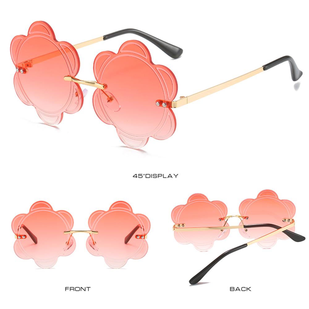 Rimless Flower Sunnies Fashion Sun Glasses Flower Lens Sunglasses Snowflakes Shades Photo Glasses
