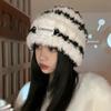 Plush Stripe Hat Warm Winter Cap Fashion Plush Pullover Hat  Outdoor