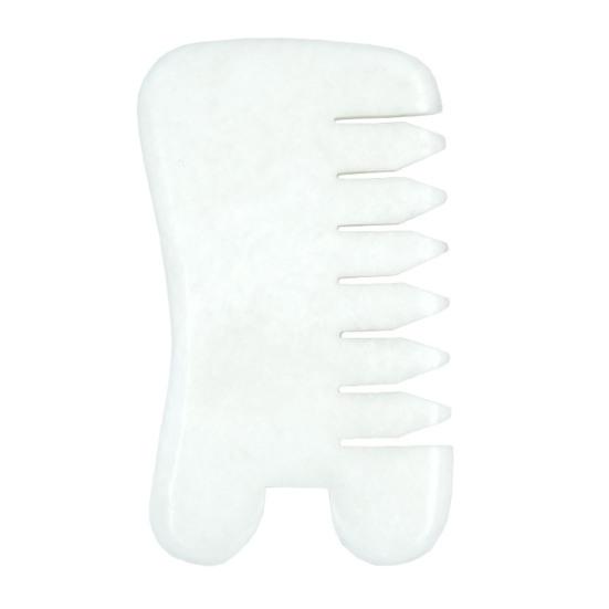 Yousheng Guasha Stone Wide Tooth Clear Surface Compact Size Handheld Multifunctional Scraping Scalp Comb Faux Jade Head Meridians Massage Tool