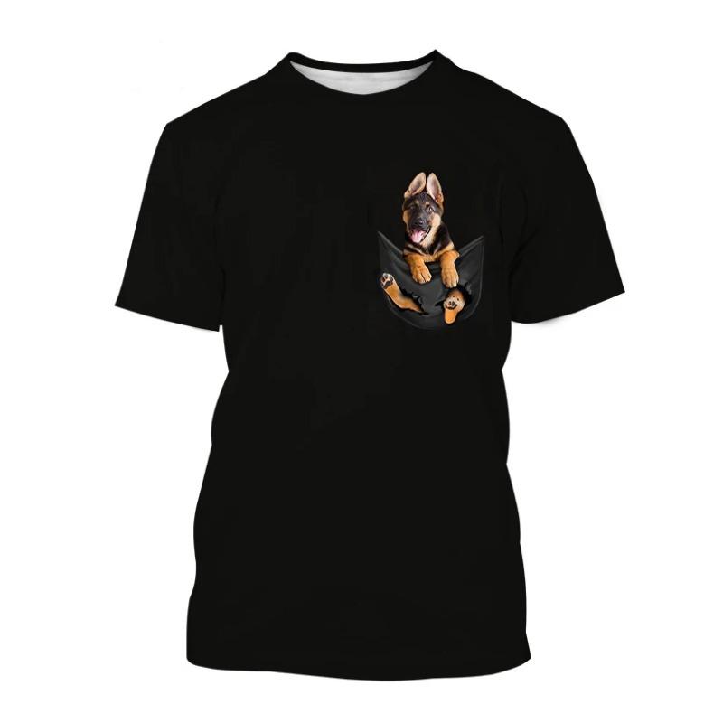 Футболки с принтом «Немецкая овчарка» в формате 3D, летние, для мужчин и женщин, с коротким рукавом, с изображением собаки, большие футболки Harajuku, топы для детей