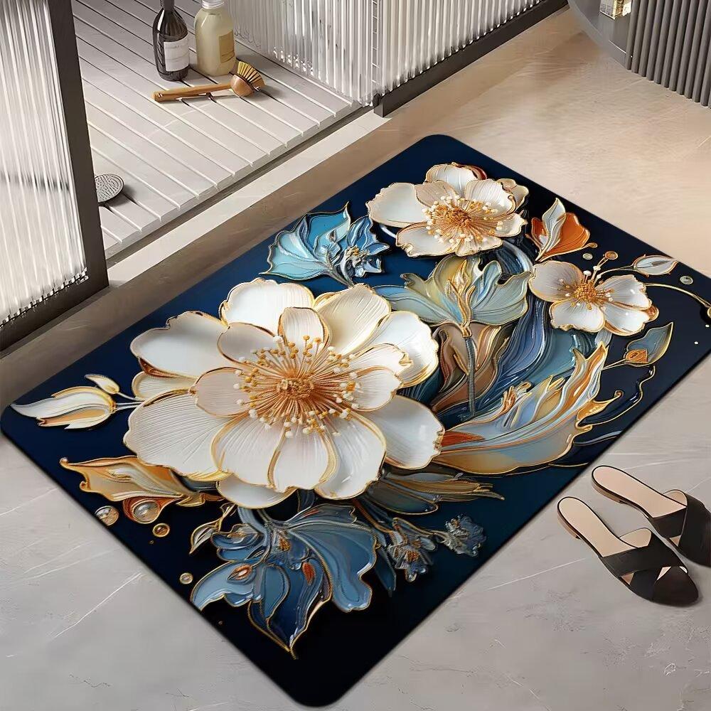 Ins Light Luxury Home Коврик для ванной комнаты Впитывающий нескользящий Простой в уходе Мягкий коврик для двери ванной комнаты Быстросохнущий коврик